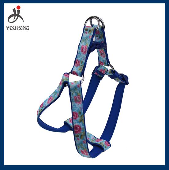 Dog harness with print satin layer